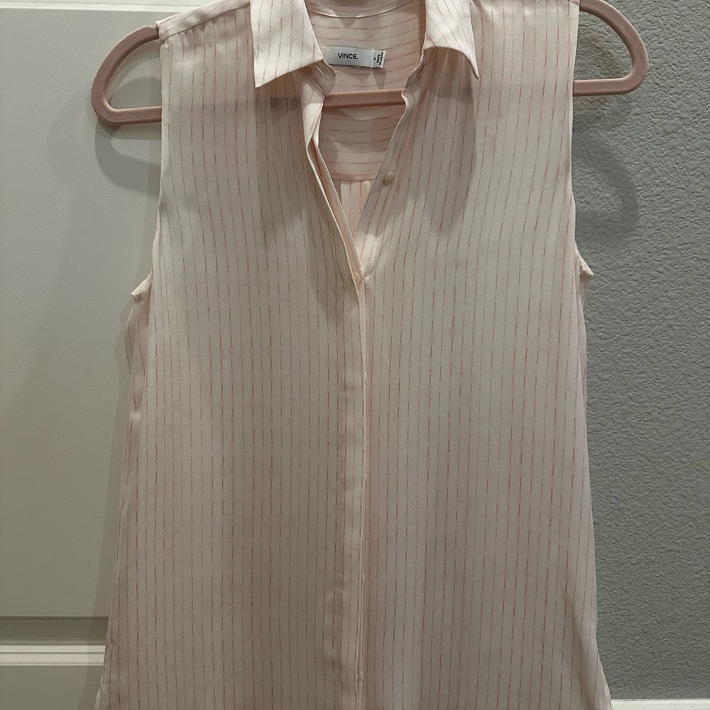 Vince Blush Striped Sleeveless Top